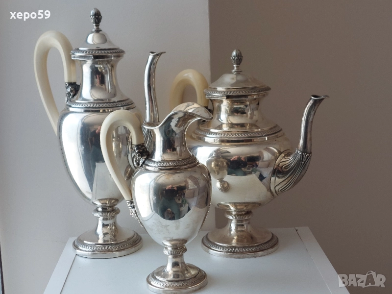 Сребърен комплект кани, сребърна кана, сребърна чаша. сребро 800 проба/4 лева за грам, снимка 1