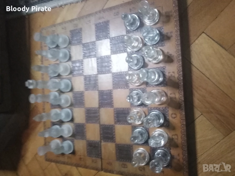 стар стъклен шах , снимка 1