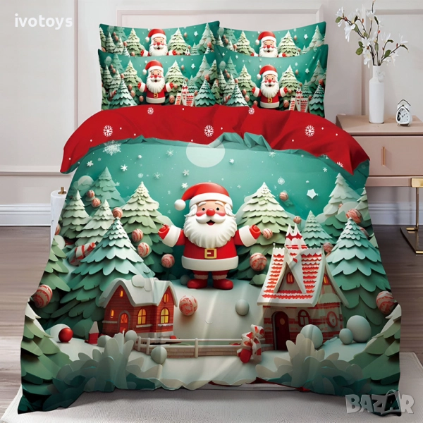 Двулицево коледно спално бельо (Реално изображение), 6 части - Модел WS17142, снимка 1
