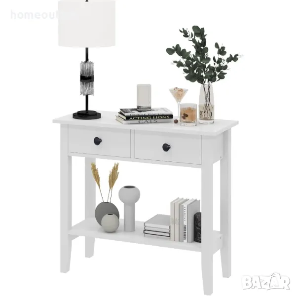 ПРОМОЦИЯ Конзолна маса с 2 нива за съхранение и чекмеджета 10BHHFNT-W-2, снимка 1