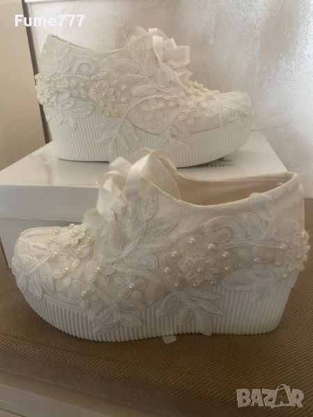 Обувки на платформа бели / Сватбени НОВИ, снимка 1