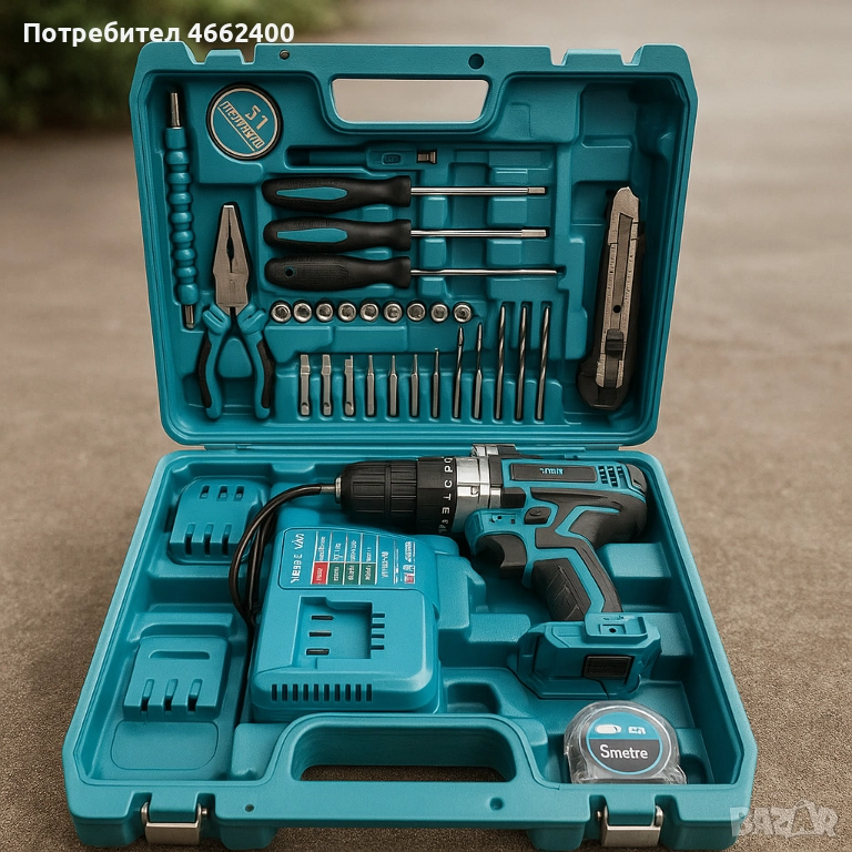 Комплект акумулаторен винтоверт – 30 части, снимка 1