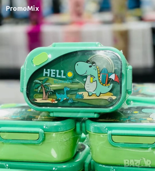 Детска кутия за храна Динозавър Комплект кутия за храна с прибори Кутия за училище , снимка 1