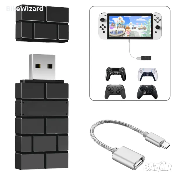 AKNES 8Bitdo Безжичен USB адаптер 2 за Switch, Xbox One Xbox Series X S, PS5, PS4, PS3 НОВО, снимка 1