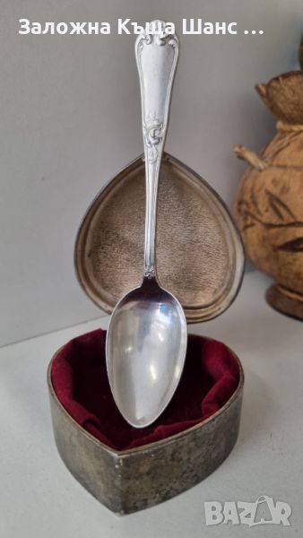 Сребърна лъжичка от 19 век 800 проба , снимка 1