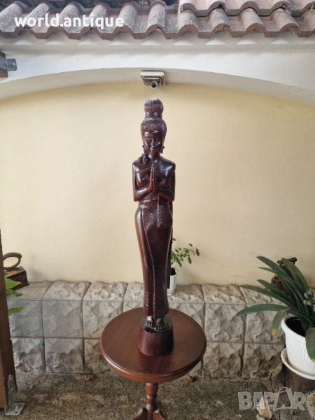 Страхотна огромна антикварна дървена фигура статуетка скулптура , снимка 1