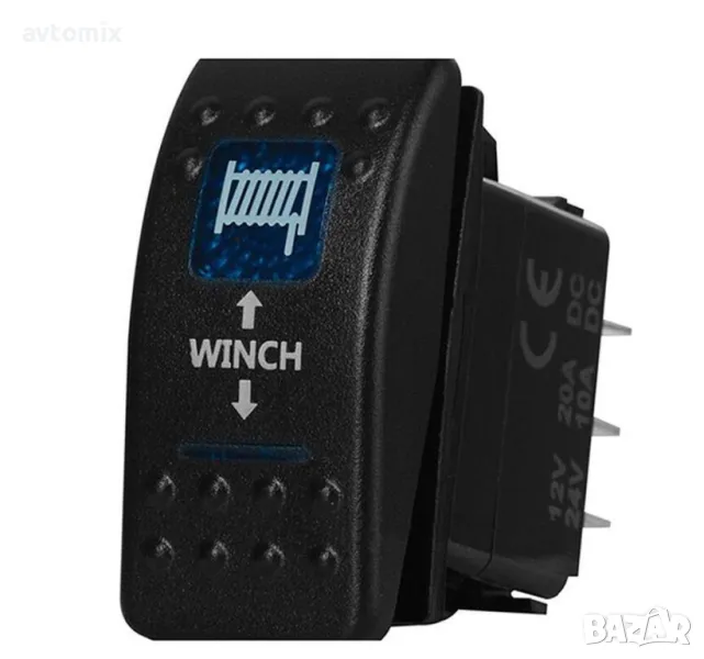 Моментен, самовъзвратен бутон за вграждане за лебедка, 12-24V, снимка 1