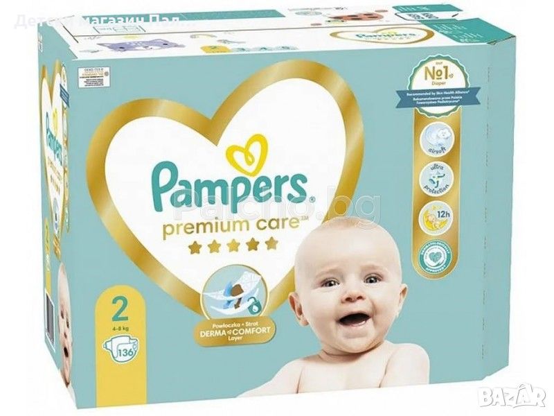 Памперс премиум кеър Box 2- Pampers Premium Care 2 пелени 4-8кг. 136 бр., снимка 1