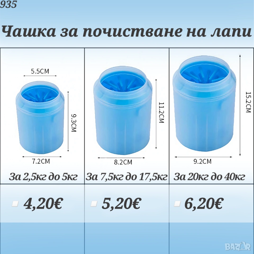 Уред чашка за почистване на кучешки лапи. Приспособление за дезинфекция на лапички. , снимка 1