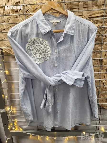 ЛЕНЕНА небесносиня риза H&M -> M, снимка 1