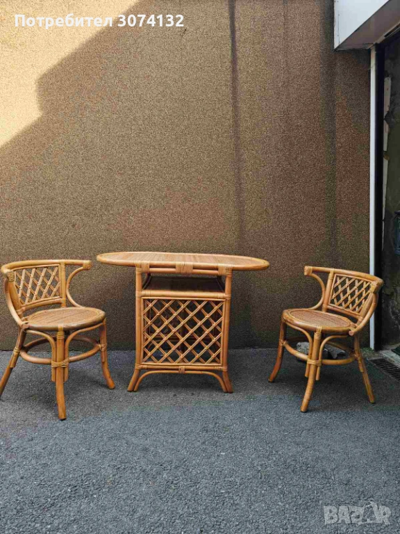 Уникален комплект от естествен бамбук и ратан, снимка 1