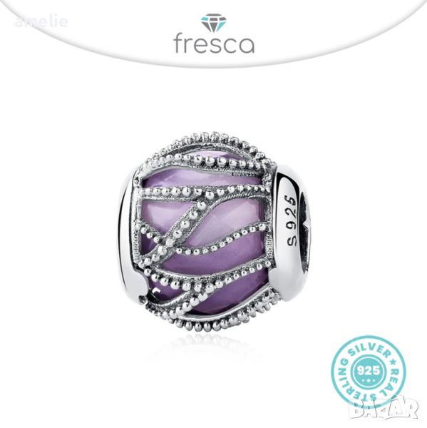 Промо -30%! Талисман Fresca по модел Пандора Pandora сребро 925 Purple Radiance. Колекция Amélie, снимка 1