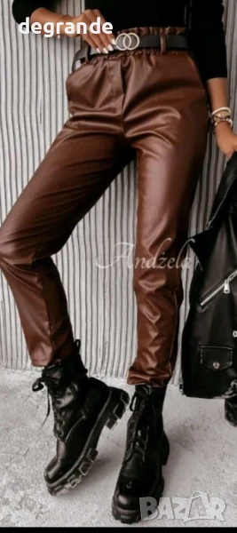 Кожени панталони в Черно Кафяво Зелено , снимка 1