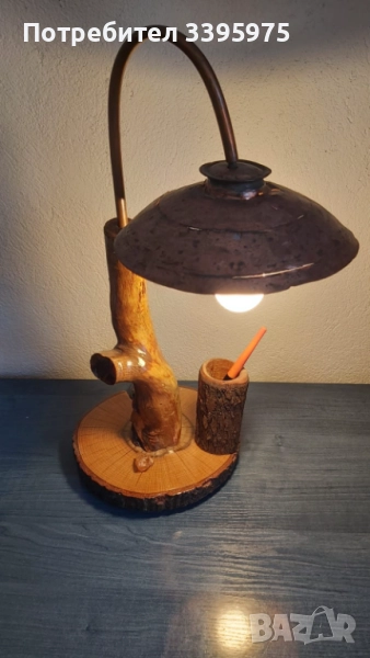 Уютна ръчно изработена лампа в рустик (селски) стил, снимка 1