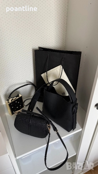НОВИ МОДЕЛИ Черни кожени дамски чанти H&M x Doca, снимка 1