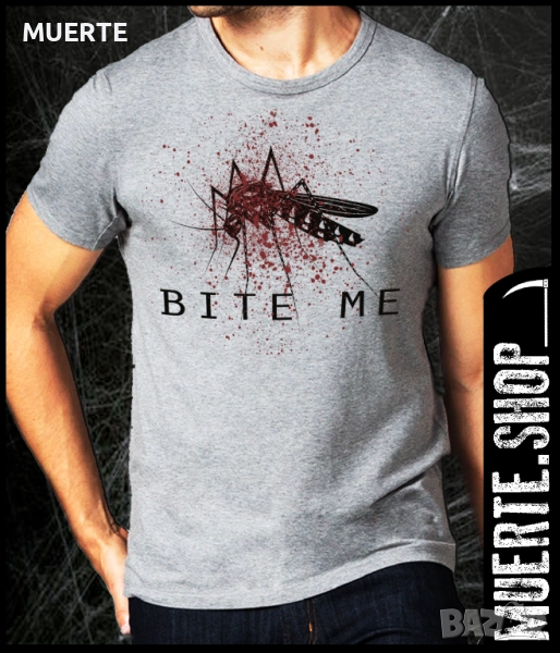 Сива тениска с щампа MOSQUITO BITE ME, снимка 1