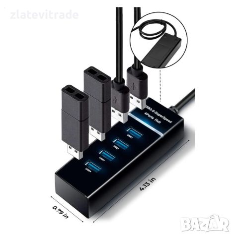 USB HUB 4 Портов с LED индикатор , 418, снимка 2 - Друга електроника - 45886572