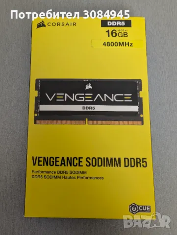 Corsair Vengeance 16GB 4800mhz DDR5 ram за лаптоп, снимка 1 - RAM памет - 48754186