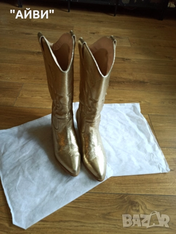 Дамски ботуши в златисто , снимка 13 - Дамски ботуши - 51922869