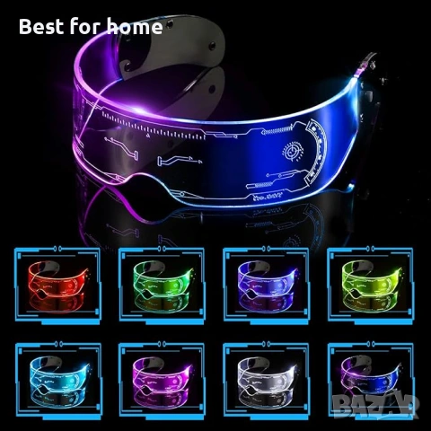 CREPUSCOLO LED очила, LED очила с козирка със 7 цвята и 5 режима, светещи, снимка 2 - Друга електроника - 53707038