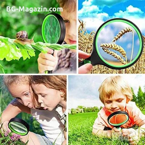 Професионална голяма стъклена увеличителна ръчна лупа 10X увеличение с дръжка за четене книги деца, снимка 6 - Други инструменти - 50920912