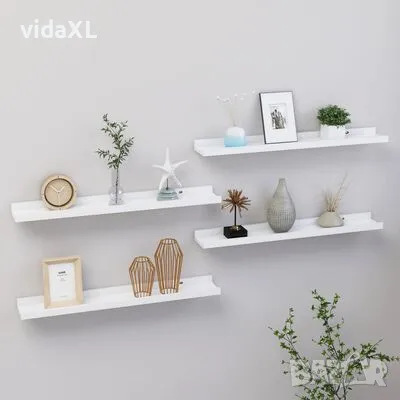 vidaXL Стенни рафтове, 4 бр, бели, 60x9x3 см(SKU:326661), снимка 2 - Други - 49284588