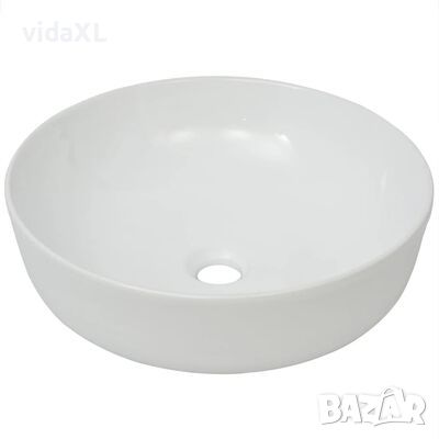 vidaXL Керамична мивка, кръгла, бяла, 41,5x13,5 см（SKU:142337, снимка 1 - Мивки - 45748028