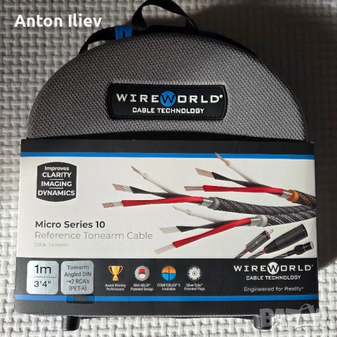 Wireworld Micro-Platinum Eclipse™ 10 Tonearm Cable 1,0m 5pin DIN 90º to 2xRCA