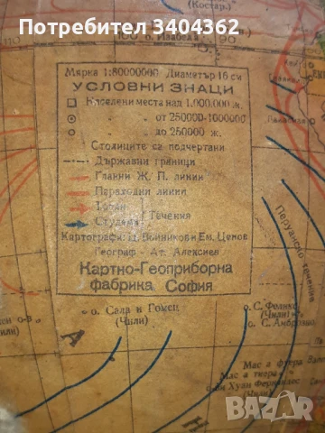 Стар български глобус, снимка 5 - Антикварни и старинни предмети - 50999716