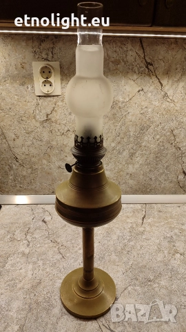 Старинна месингова газена лампа , снимка 2 - Настолни лампи - 52805832