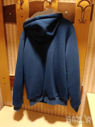 Топъл мъжки суичър с цип Rob размер M в Син цвят, снимка 2 - Суичъри - 53475302