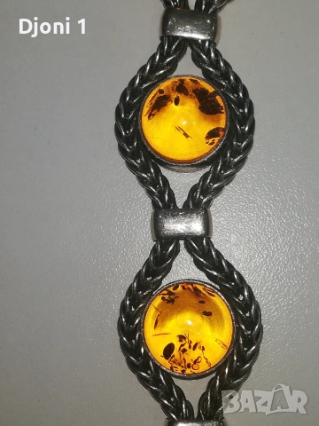 Винтидж сребърна гривна с кехлибар , снимка 11 - Антикварни и старинни предмети - 53607115