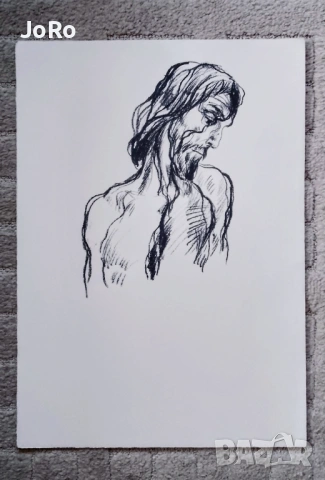 Проф. Светлин Русев "Исус Христос" оригинална литография  , снимка 2 - Картини - 53853843