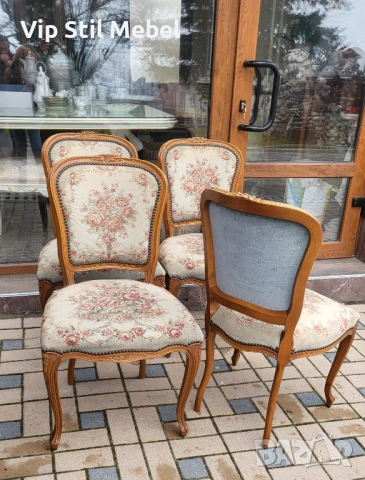 Италиански столове с гобленова дамаска , снимка 8 - Столове - 53300220
