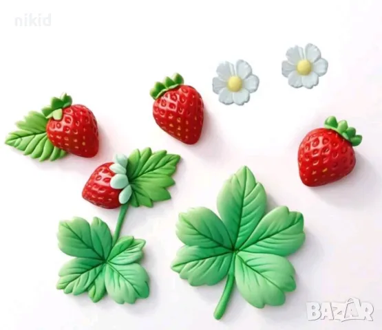 Ягода Ягоди Ягодки с цвят и листа листо силиконов молд форма фондан декор украса , снимка 2 - Форми - 50061994