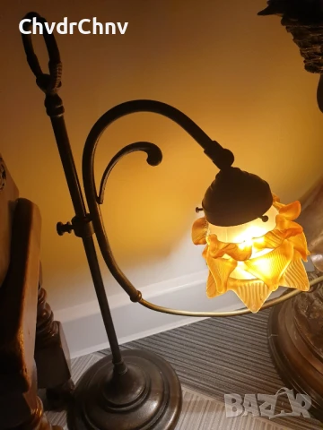 FD Bolletta 44см/Арт Деко стара италианска настолна лампа/бронз и стъкло, снимка 7 - Настолни лампи - 51312556