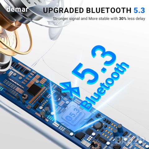 Безжични слушалки Bluetooth 5.3, 42 часа възпроизвеждане LED дисплей IP7 водоустойчиви, бели;черни, снимка 8 - Безжични слушалки - 45402478