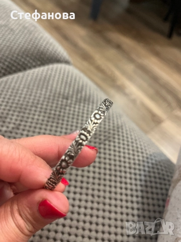 Сребърна твърда гривна, снимка 2 - Колиета, медальони, синджири - 52794180