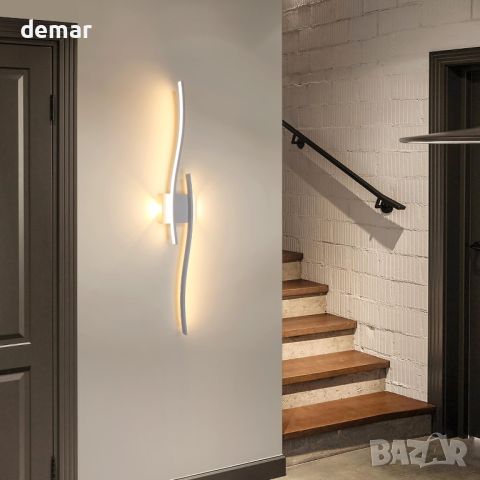 Красива модерна LED стенна вътрешна лампа, 27W LED топло бяло 3000K, 5,5 * 14 * 89 cm, черна ; бяла, снимка 6 - Лед осветление - 46448643