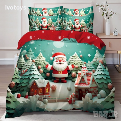 Двулицево коледно спално бельо (Реално изображение), 6 части - Модел WS17142