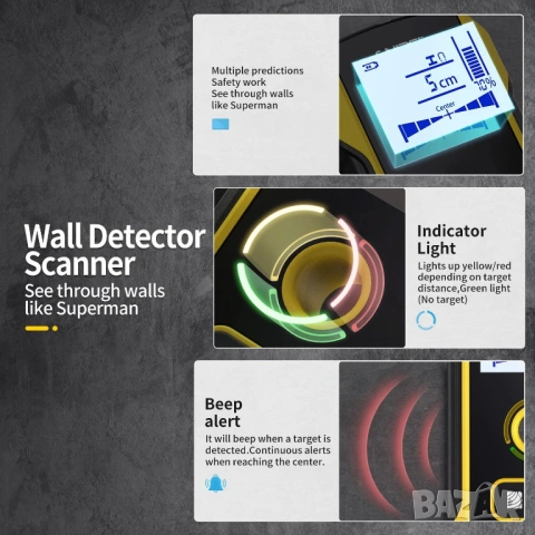 FNIRSI WD-01 детектор за стени / скенер за кабели, метал и дърво, снимка 7 - Други инструменти - 54003806