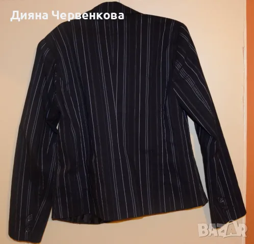 Дамско сако Gina Laura  - черно с бяло райе, лятно/есенно; L÷XL, снимка 1 - Сака - 35300677