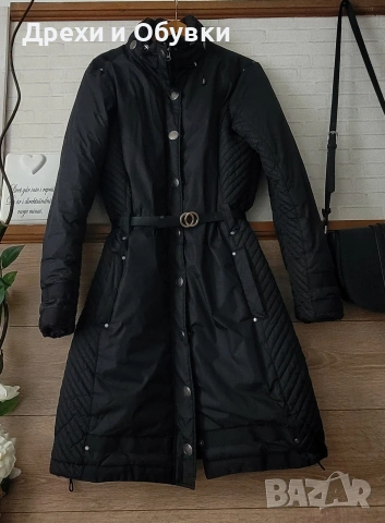 Черно дълго зимно яке , снимка 2 - Якета - 51800159