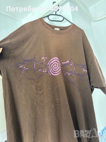 Кафява рисувана тениска, снимка 3 - Тениски - 54084164