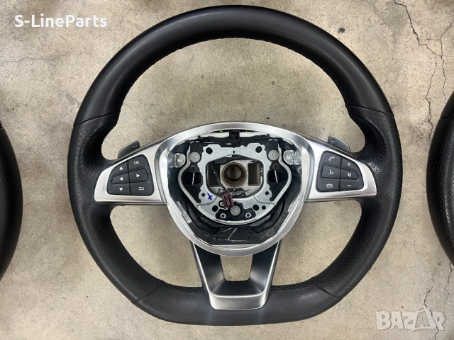 Оригинален с перфорирана кожа Мулти волан с пера Mercedes A Class AMG Мерцедес А Класа АМГ, снимка 7 - Части - 44642846