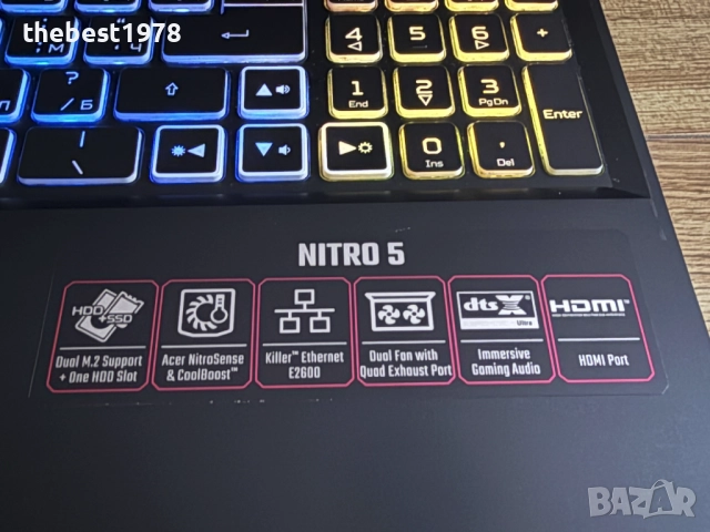 Acer Nitro`Ryzen 5-5600H/RTX 3060/16GB RAM/512GB SSD/FHD IPS/Бат 8ч, снимка 4 - Лаптопи за игри - 52677781