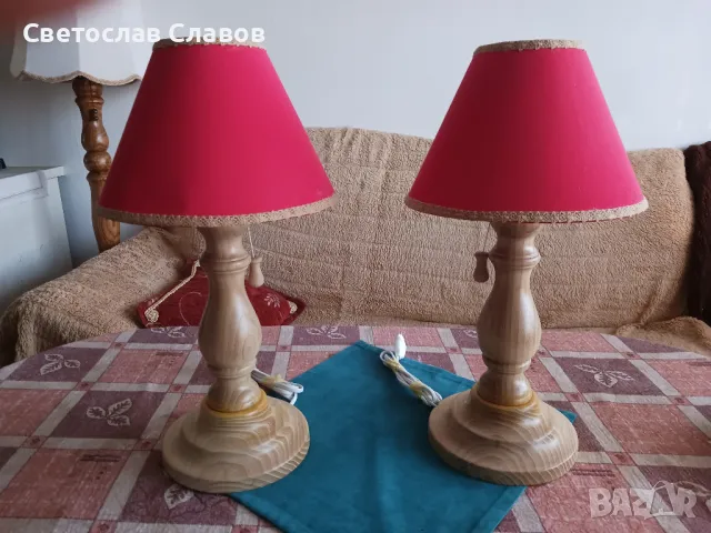 Комплект настолни /нощни/ лампи от стругована акация 1