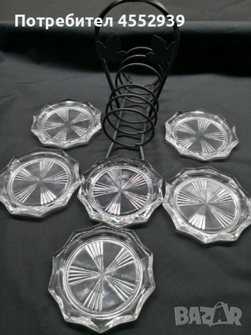 Кристална бутилка и чинийки , снимка 8 - Сервизи - 53740031
