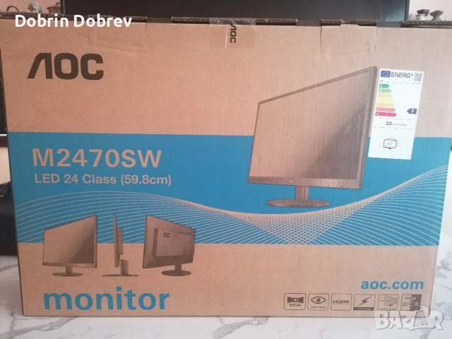 Монитор AOC M2470SWH – 24” LED, снимка 4 - Монитори - 51645110