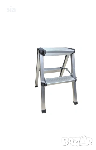 Алуминиева двойна стълба, 2 стъпала, височина 50 см, метална опора, снимка 2 - Къмпинг мебели - 54050746